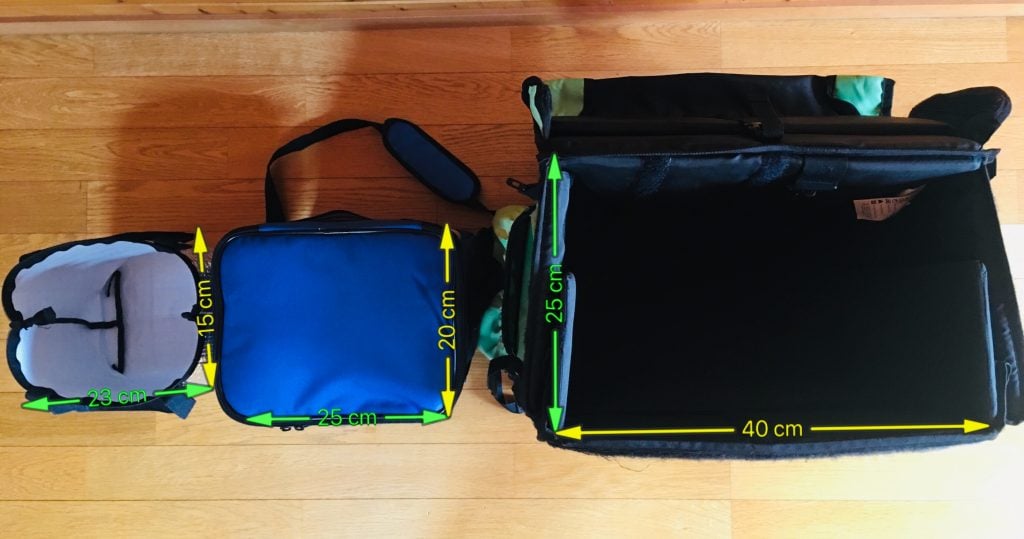 ウバッグ、インナーバッグサイズ比較 上から