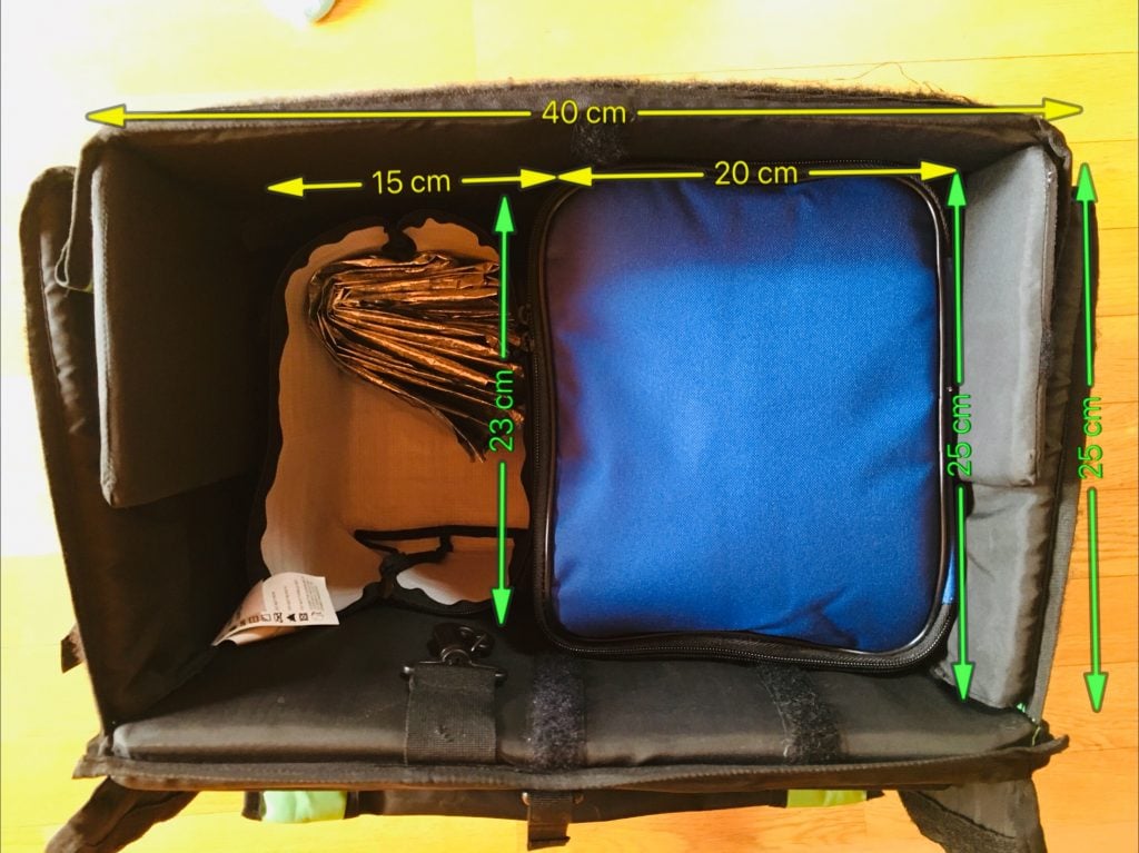 ウバッグ、インナーバッグサイズ比較 装着